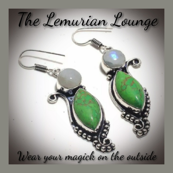 Handmade Boho Gypsy Moonstone Turquoise Earings - Picture 1 of 1